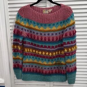 Vtg chunky Sweater Bee Large Colorful Knit Women's Sweater.